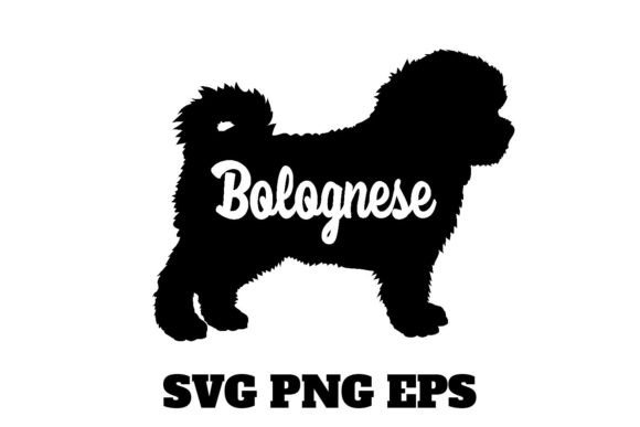 Bolognese Dog Silhouette Monogram Vector