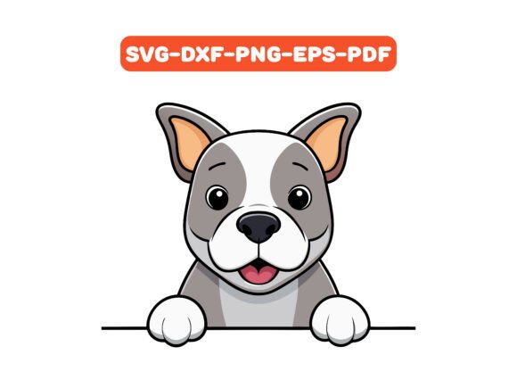 Bull Terrier Dog Peeking Face Vector SVG