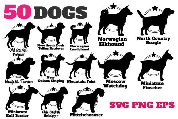 Dog Silhouette Breeds 50 DOGS