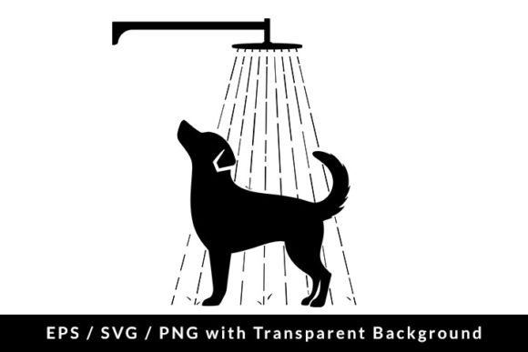 Dog Taking Shower Silhouette SVG EPS PNG