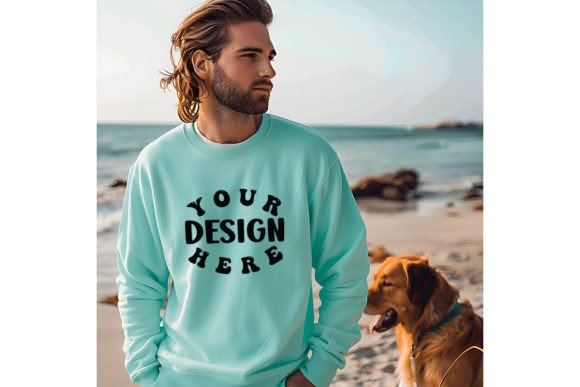 Gildan 18000 Beach Sweatshirt Mockup