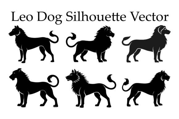 Leo Dog Silhouette Vector Set