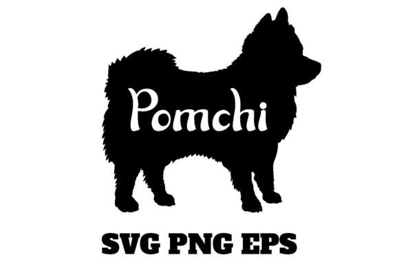 Pomchi Dog Silhouette Vector